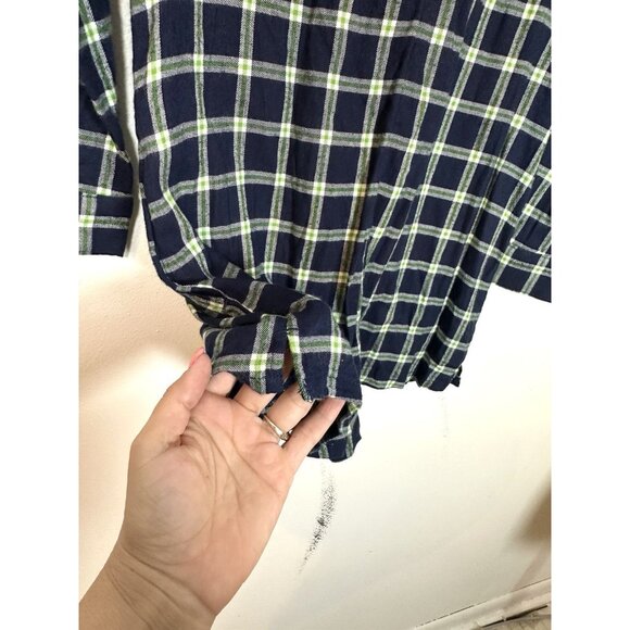 Aerie Women's Plaid Button Front Long Sleeve Romper Size Small NWT Blue Green - Picture 9 of 13